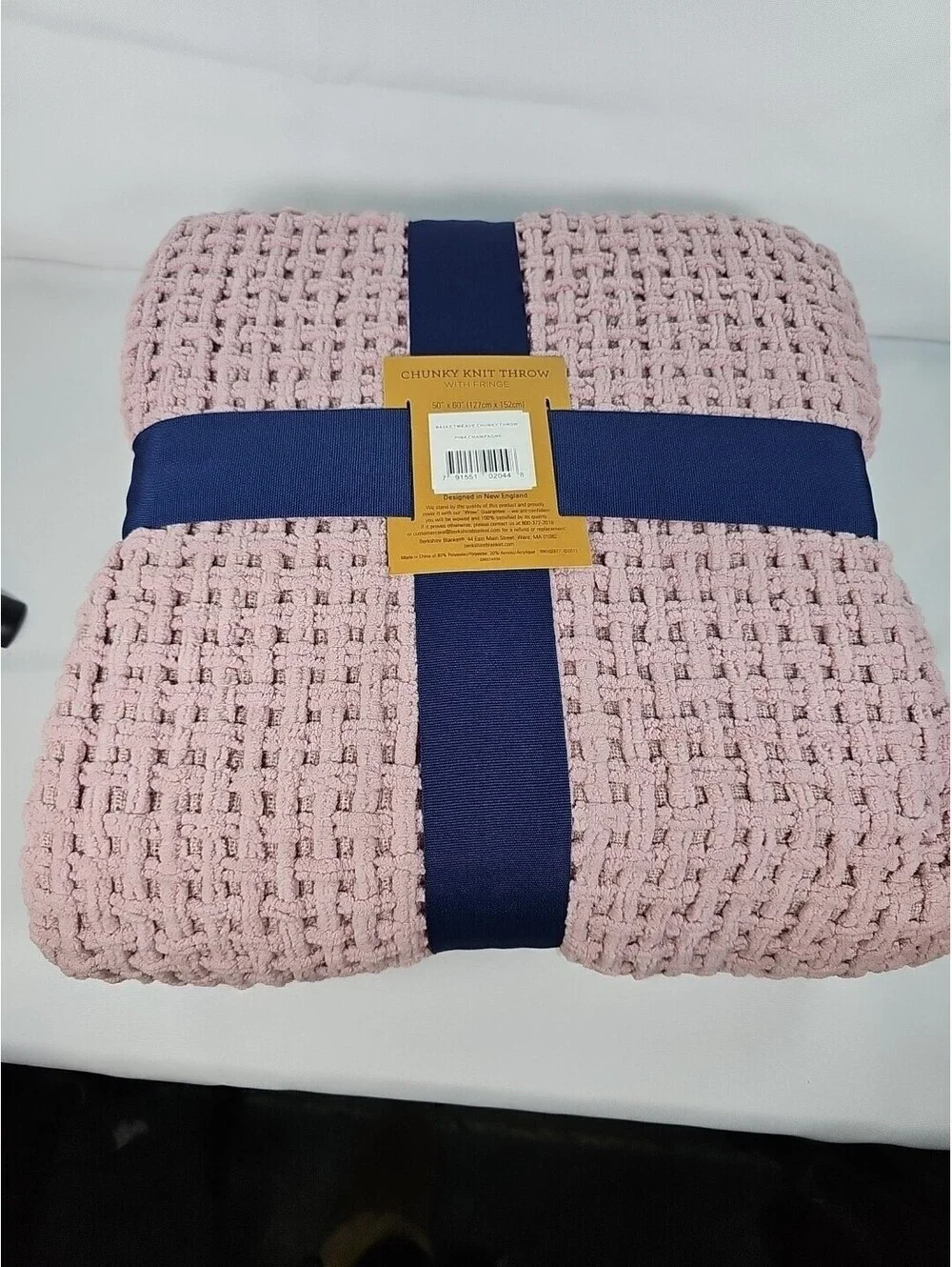Berkshire Blanket Chunky Knit Throw Blush Pink Blanket Throw NWT 50”x 60”